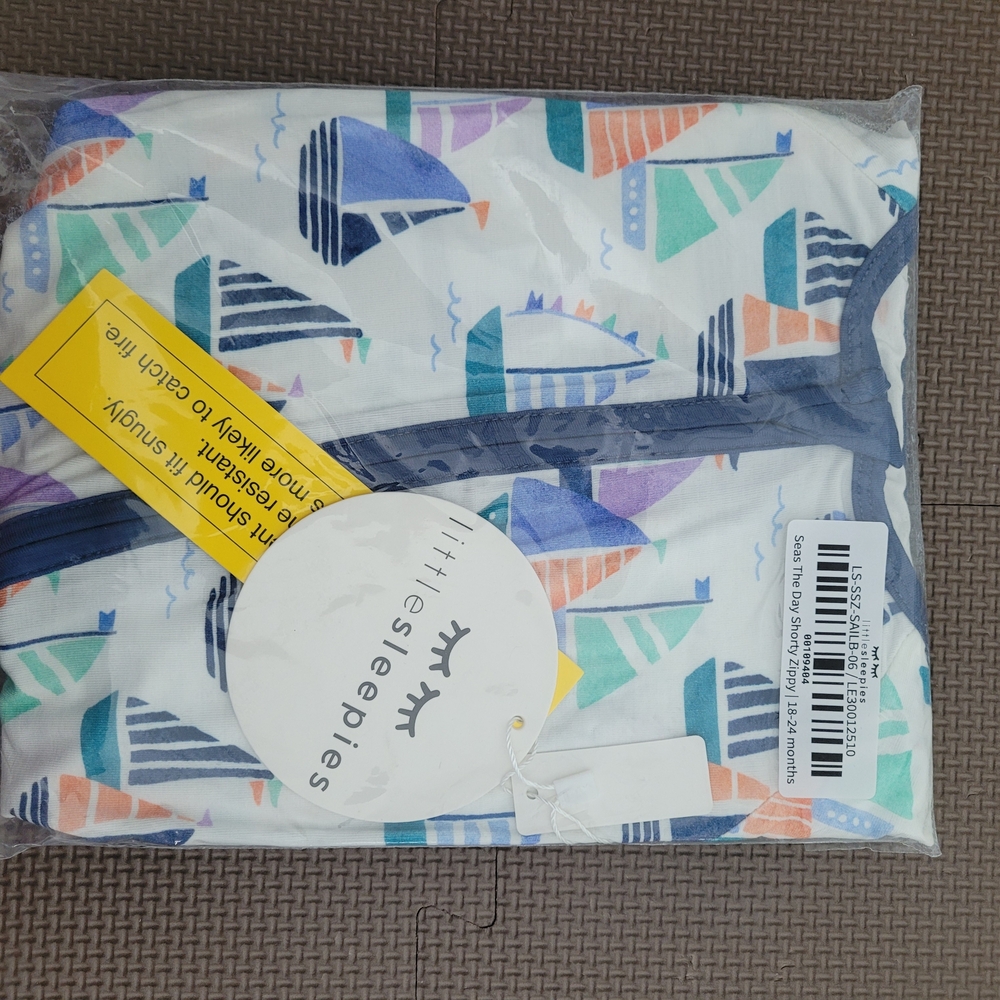Little Sleepies Seas The Day Shorty Zippy Nautical Sailboat Pajama 18-24 Months